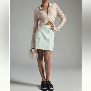 Maeve Faux Leather A-Line Mini Skirt